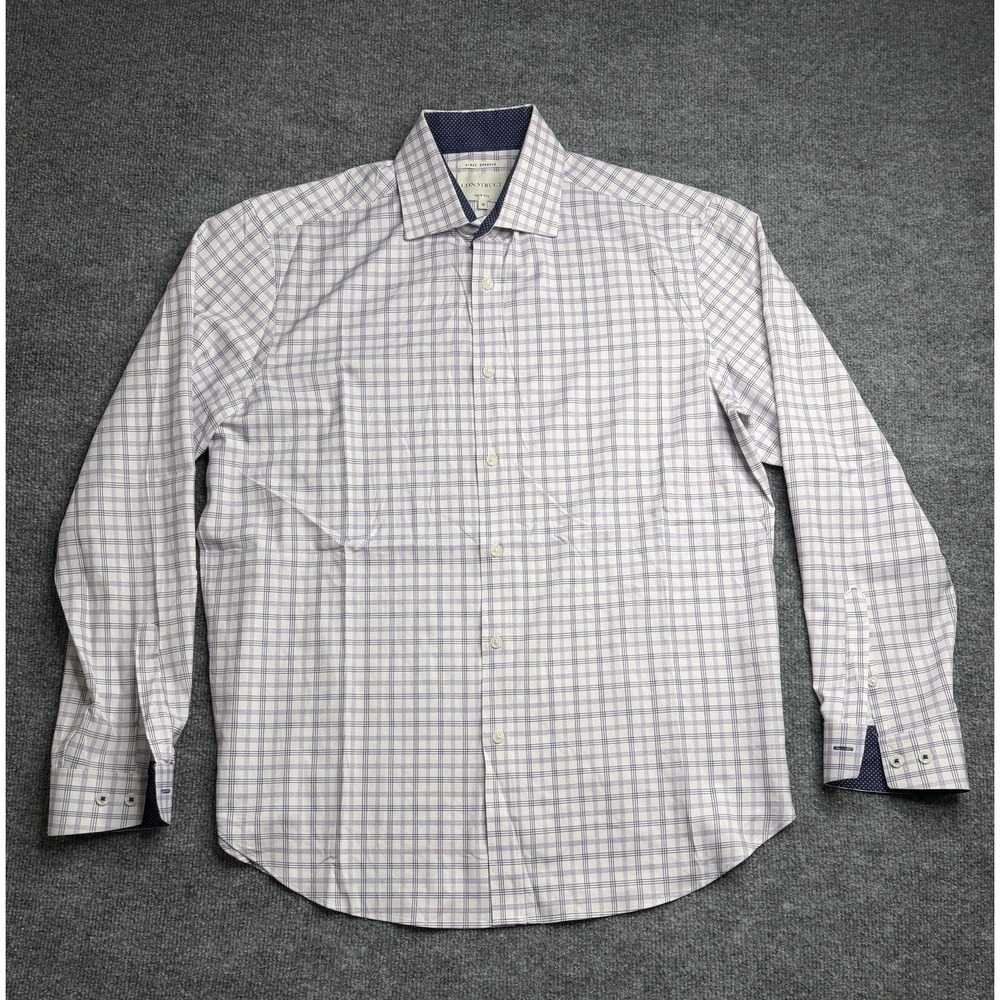 Con.Struct Shirt Mens M Slim Fit Purple Plaid Long Sleeve Button Up Dad Casual